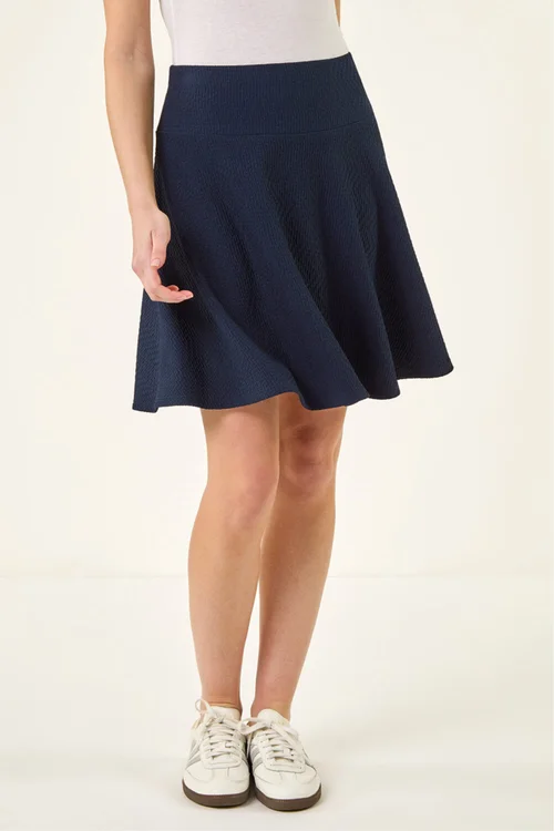 Roman Navy Textured Skater Skirt - 14 Image 1
