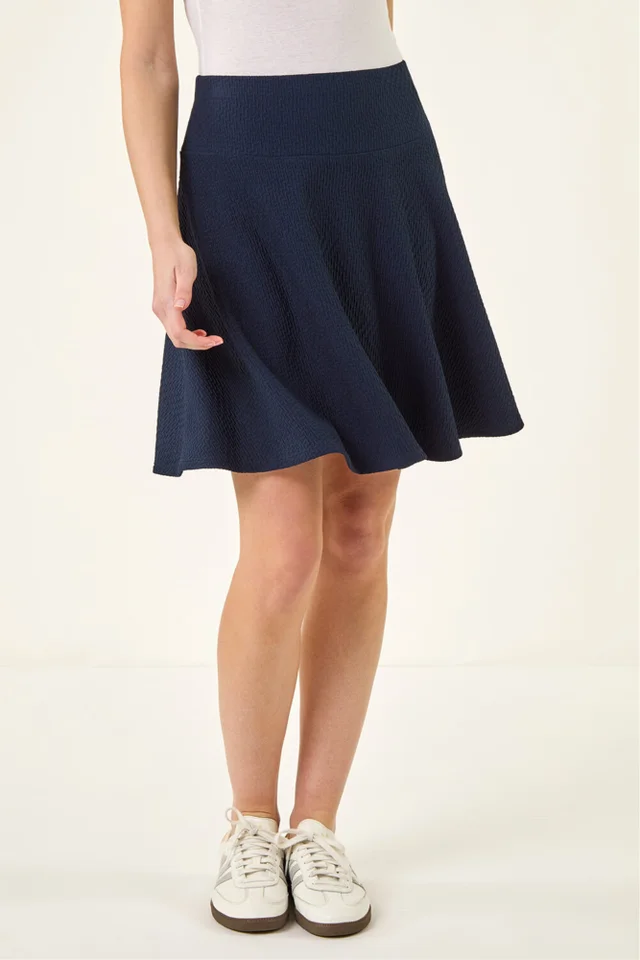 Roman Navy Textured Skater Skirt