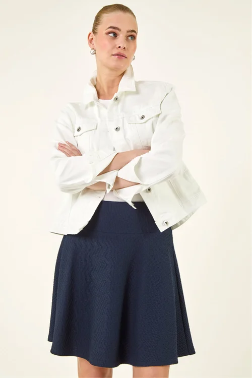 Roman Navy Textured Skater Skirt - 14 Image 2