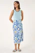 Roman Blue Floral Print Stretch Midi Skirt - 14 Image 4