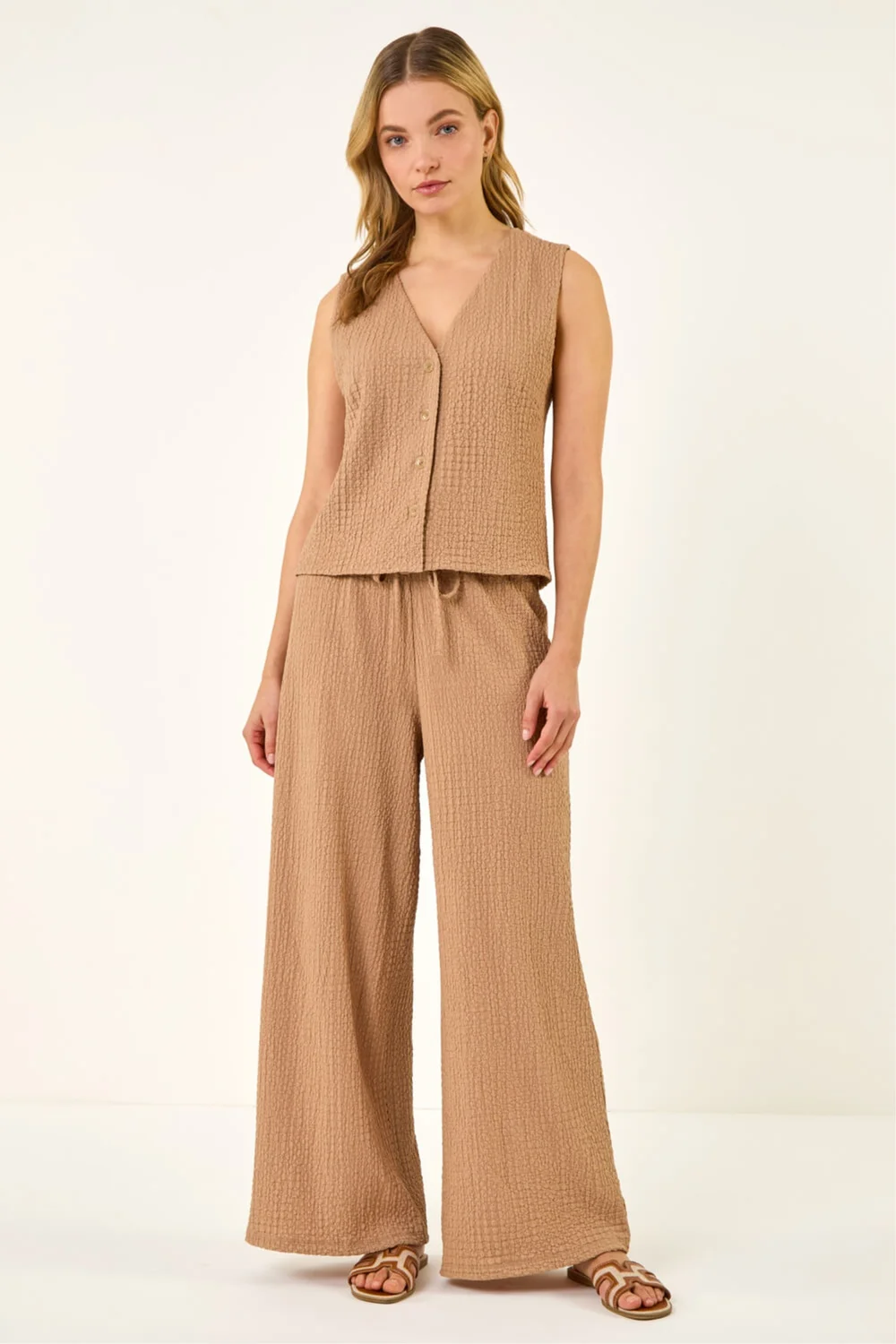 Dusk Biscuit Crinkle Textured Waist Coat - 10 Image 2