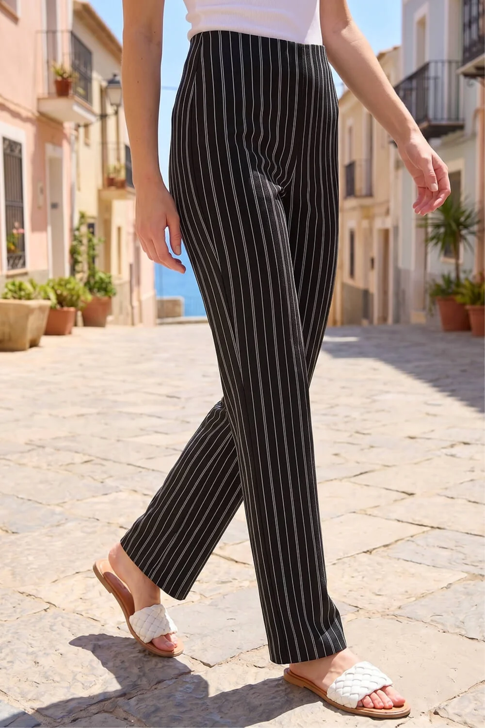 Roman Black Stripe Print Bootleg Trouser - 12 Image 2