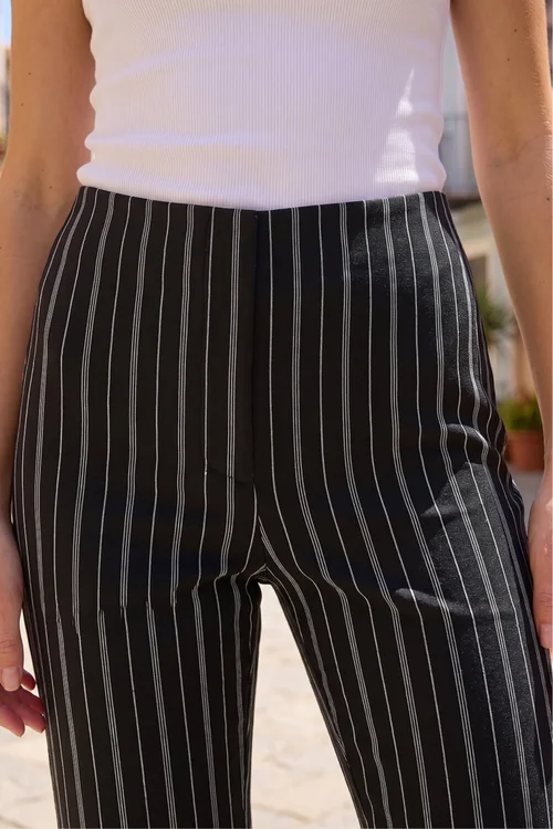 Roman Black Stripe Print Bootleg Trouser - 12 Image 4