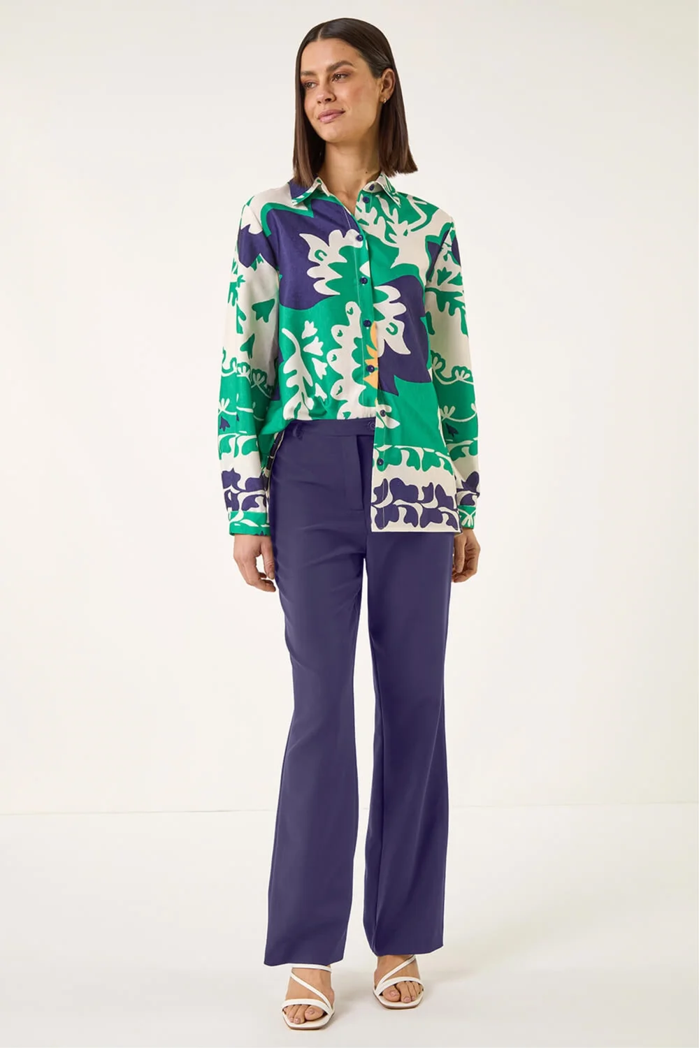 Roman Navy Stretch Bootleg Trouser - Size 20 Image 2