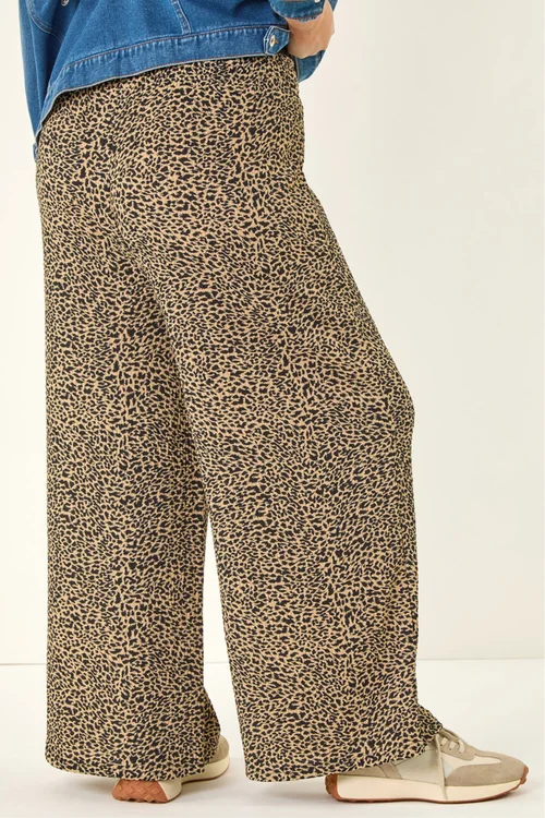 Roman Natural Curve Textured Animal Print Wide Leg Trousers - Size 20 Image 3