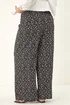 Roman Black Curve Textured Print Wide Leg Trousers - 18 Image 3