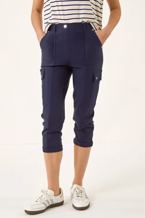 Roman Navy Cropped Cargo Stretch Trouser - Size 16 Image 4