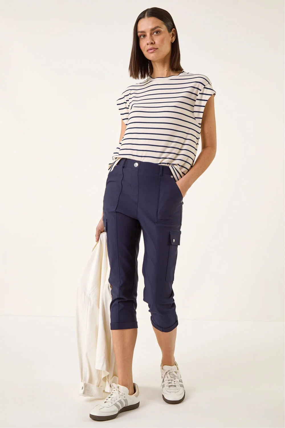 Roman Navy Cropped Cargo Stretch Trouser - Size 16 Image 2