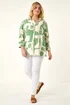 Roman Green Curve Textured Geometric Shirt - Size 22-24 Image 2
