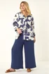 Roman Navy Curve Textured Geometric Shirt - Size 16 Image 1