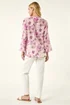 Roman Purple Floral Print Flare Sleeve Blouse - 18 Image 3
