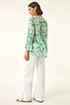 Roman Sage Floral Print Flare Sleeve Blouse - 16 Image 3