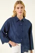 Roman Navy Broderie Hem Buttoned Shirt - 10 Image 1