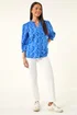 Roman Blue Petite Floral Buttoned Blouse - 14 Image 2