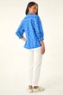 Roman Blue Petite Floral Buttoned Blouse - 14 Image 3