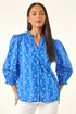 Roman Blue Petite Floral Buttoned Blouse - 14 Image 4
