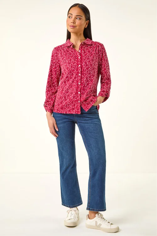 Roman Red Petite Abstract Spot Stretch Shirt - Size 16 Image 2