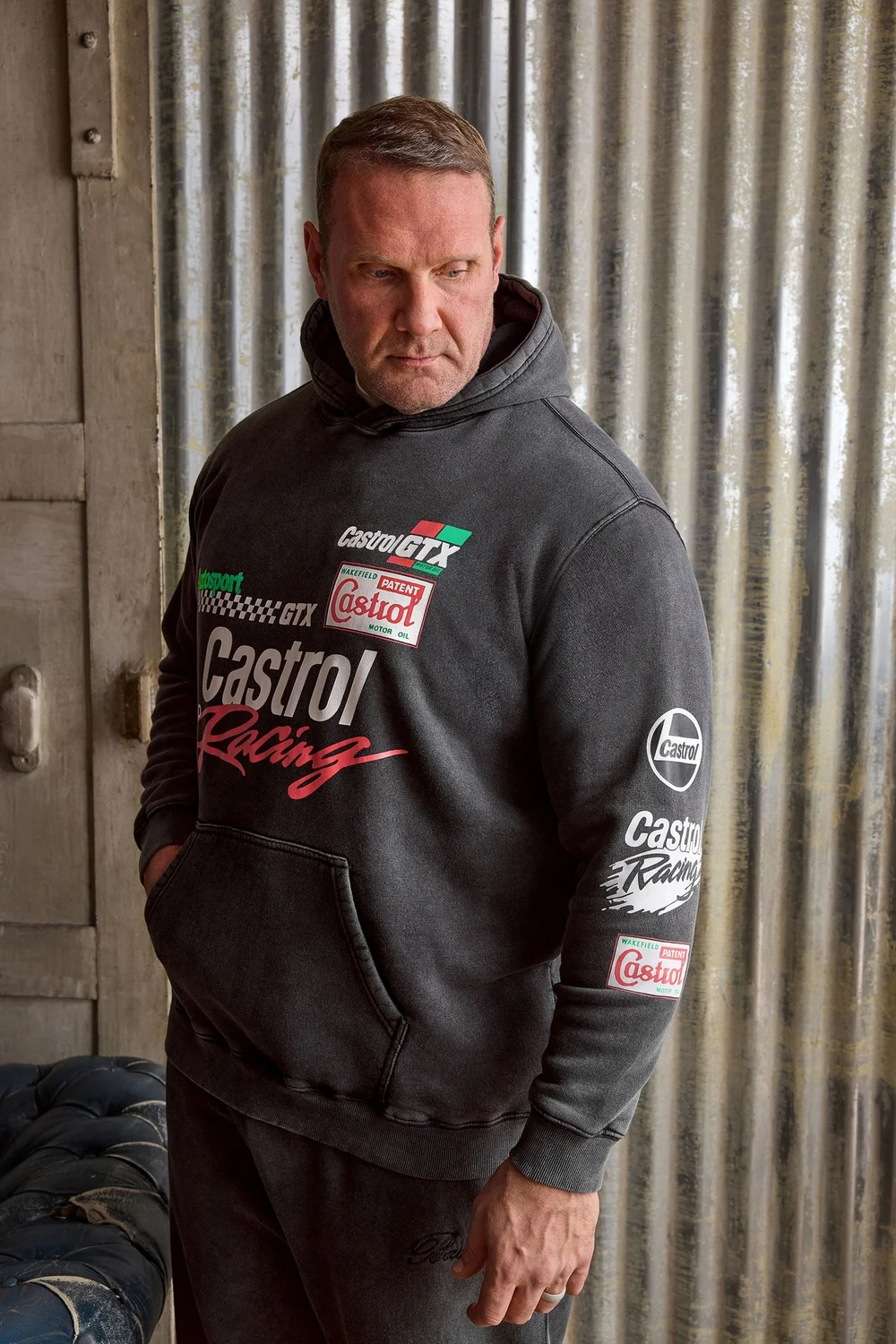 BadRhino Black 'Castrol' Acid Wash Hoodie - 3XL Image 1