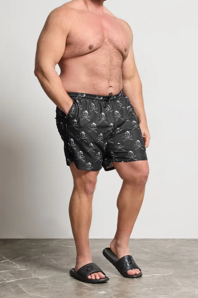 BadRhino Black Skull Swim Shorts