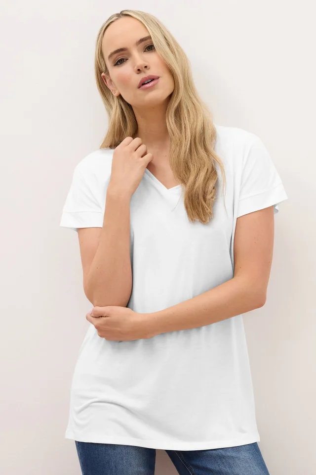 Long Tall Sally White V-Neck T-Shirt