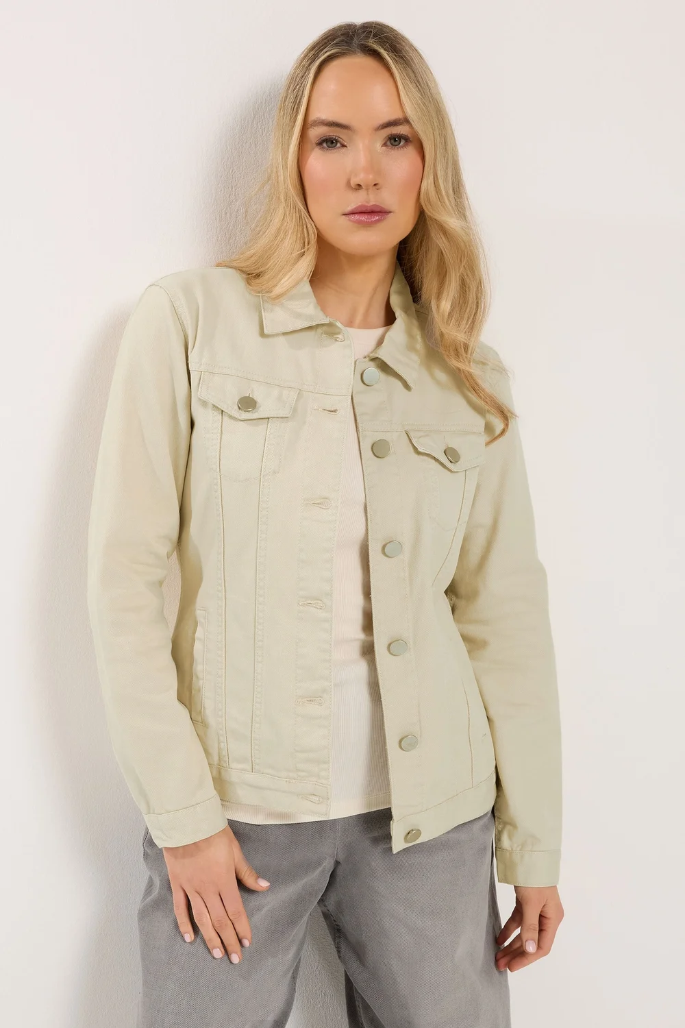 Long Tall Sally Ivory White Denim Jacket - Size 16 Image 1