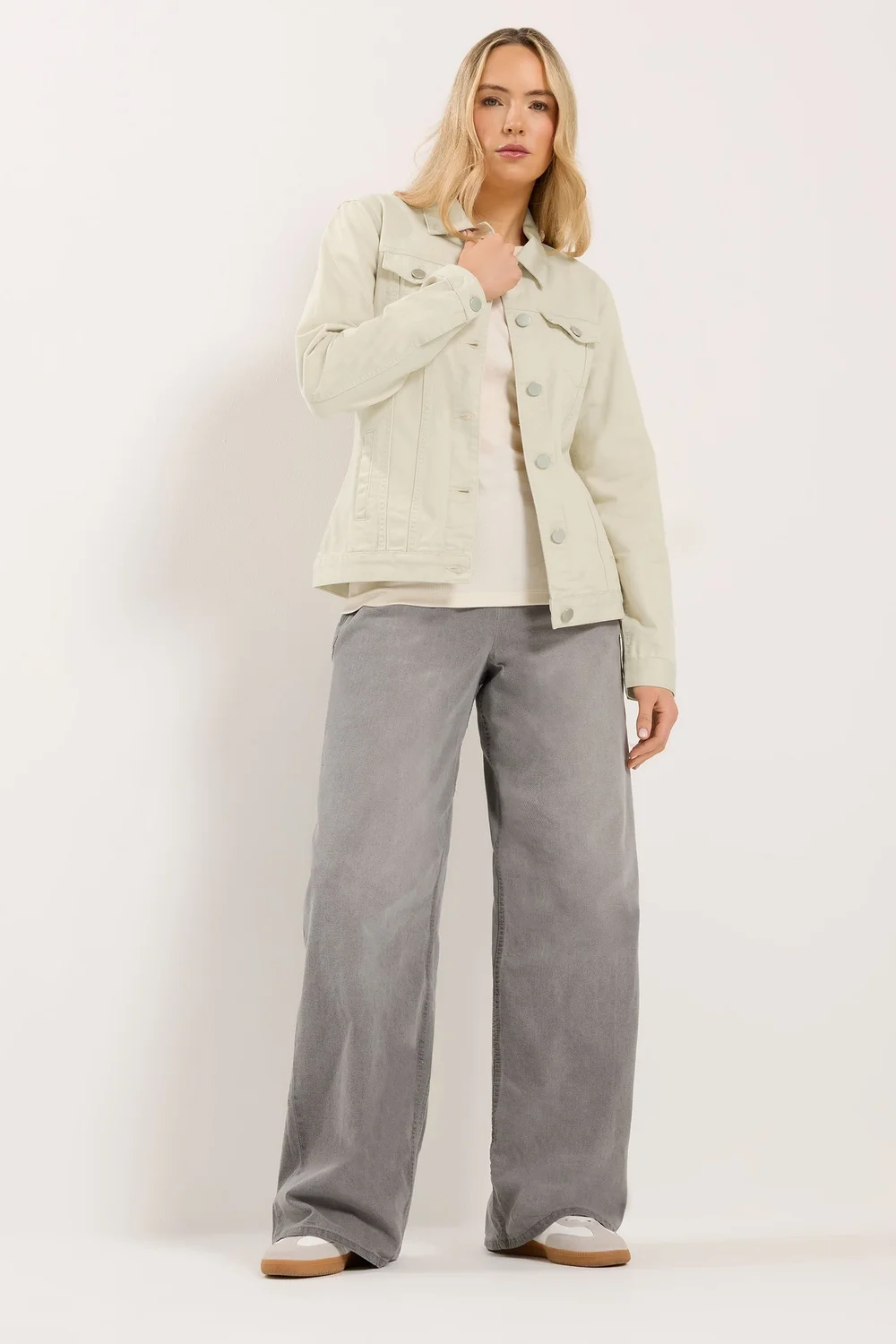 Long Tall Sally Ivory White Denim Jacket - Size 16 Image 2