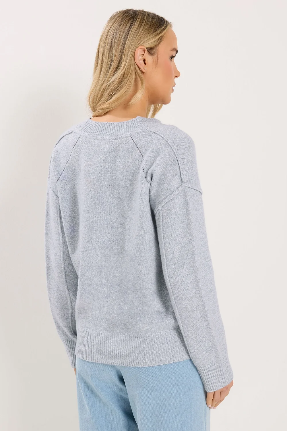 Long Tall Sally Blue Seam Detail Knitted Cardigan - 18-20 Image 4