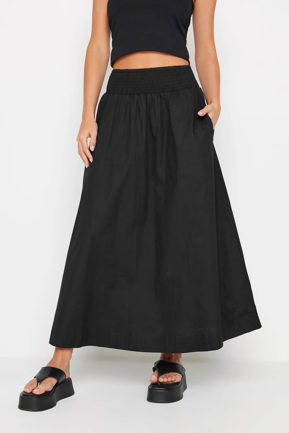 PixieGirl Petite Black Poplin Maxi Skirt - 10 Image 2