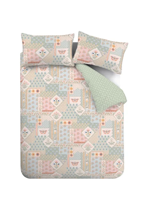 Catherine Lansfield Folk Patchwork Reversible Duvet Cover Set Green - Single Image 5