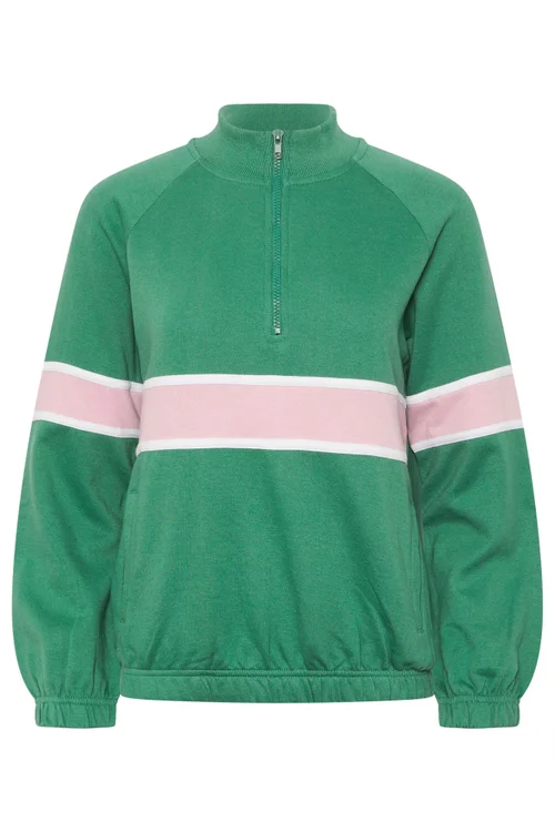 PixieGirl Petite Green Stripe Quarter Zip Sweatshirt - Size 18 Image 5