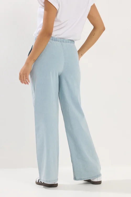 PixieGirl Petite Light Blue Denim Pull-On Non-Stretch Wide Leg Jeans - 10 Image 3