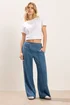 PixieGirl Petite Dark Blue Side Stripe Wide Leg Trousers - 6/L27 Image 2