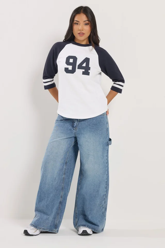 PixieGirl Petite Navy Blue '94' Slogan Top