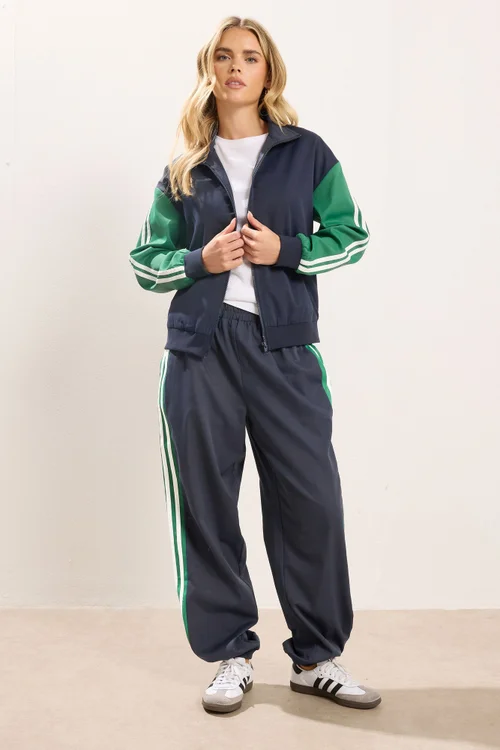 PixieGirl Petite Navy Stripe Cuffed Joggers - 12/L27 Image 2