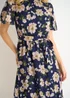 Gini London Navy Floral Print Fit & Flare Midi Dress - 12 Image 3