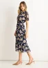 Gini London Navy Floral Print Fit & Flare Midi Dress - 12 Image 4