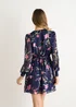 Gini London Navy Floral Print Shimmer Stripe Chiffon Wrap Mini Dress - 8 Image 2