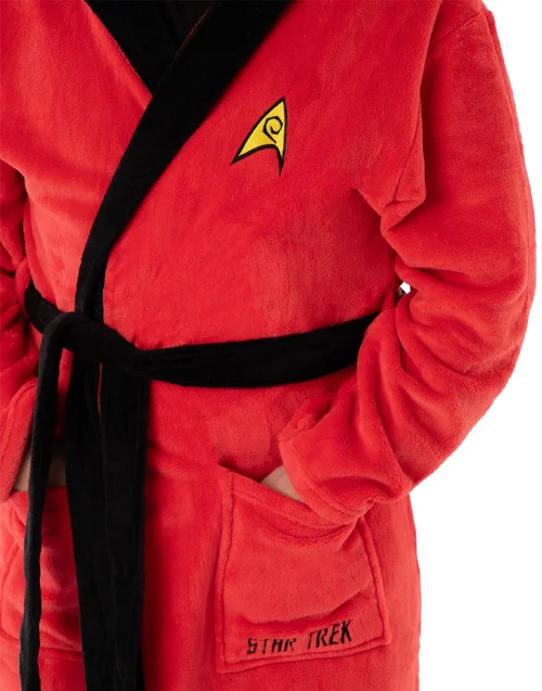 Vanilla Underground Star Trek Adults Hooded Red Bathrobe - Medium Image 3