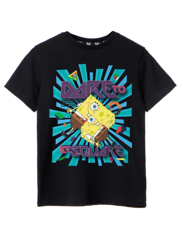Vanilla Underground SpongeBob SquarePants Kids Dare To Be Square Black T-Shirt