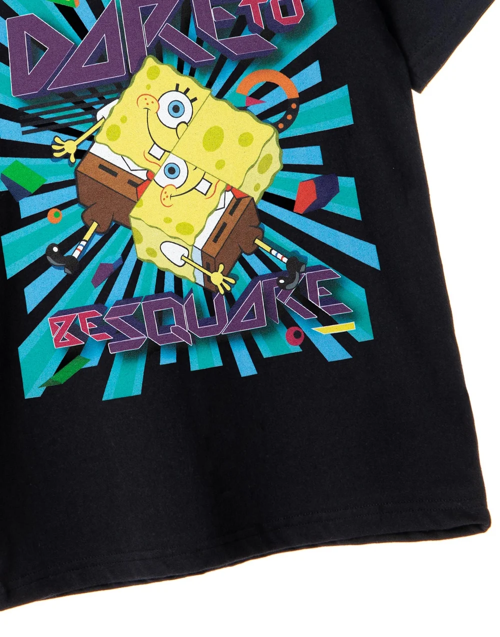 Vanilla Underground SpongeBob SquarePants Kids Dare To Be Square Black T-Shirt - 3-4 Yrs Image 5