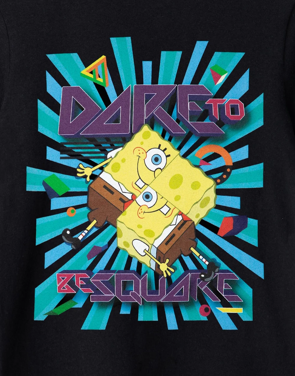 Vanilla Underground SpongeBob SquarePants Kids Dare To Be Square Black T-Shirt - Age 7-8 Years Image 2