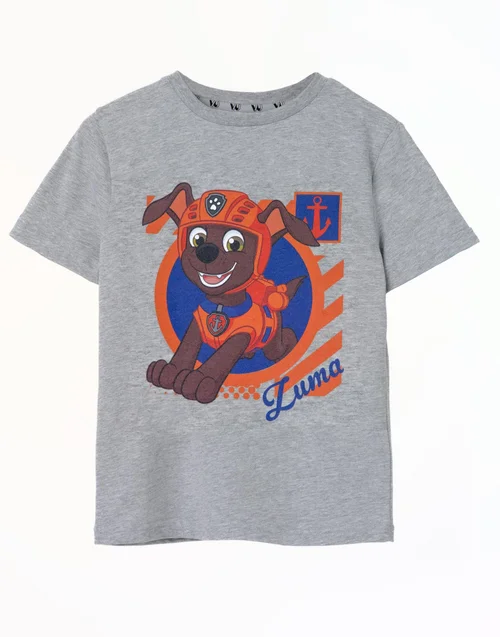 Vanilla Underground Paw Patrol Kids Zuma Grey Marl T-Shirt - Age 5-6 Years Image 1