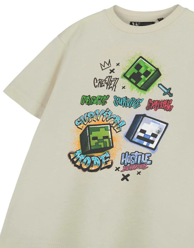 Vanilla Underground Minecraft Kids Survival Mode Beige T-Shirt