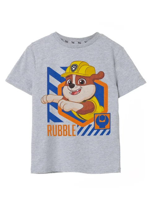 Vanilla Underground Paw Patrol Kids Rubble Grey Marl T-Shirt - Age 7-8 Years Image 1
