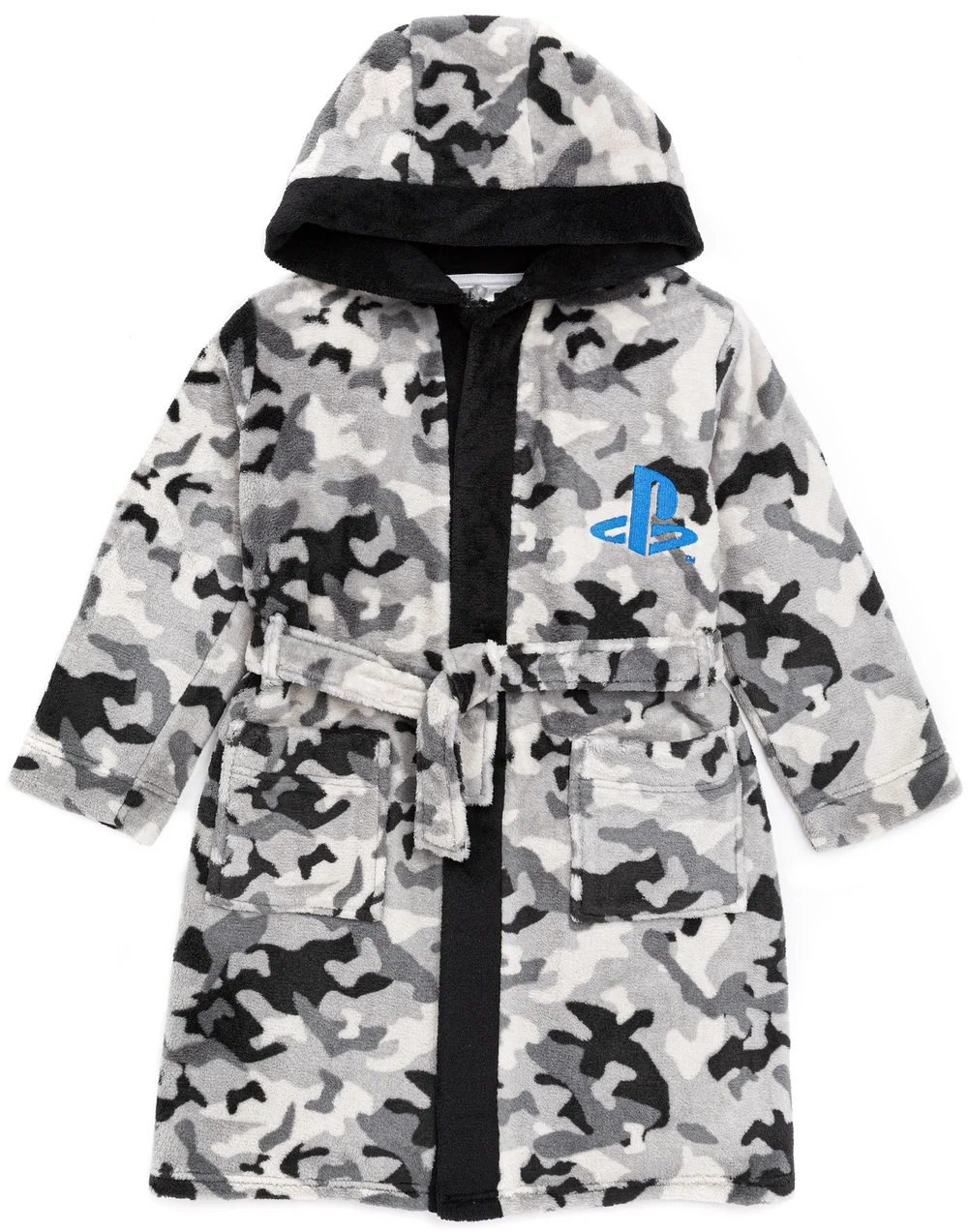 Vanilla Underground PlayStation Boys Grey Logo Grey Camo Print Bathrobe (5 - 14 Years) - Age 9-10 Years Image 2