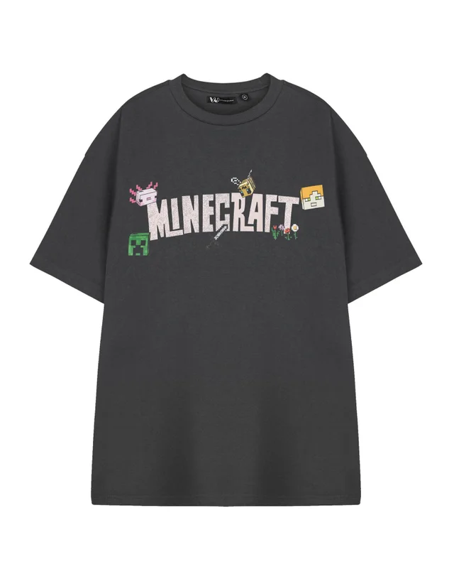 Vanilla Underground Minecraft Adults Logo Grey T-Shirt