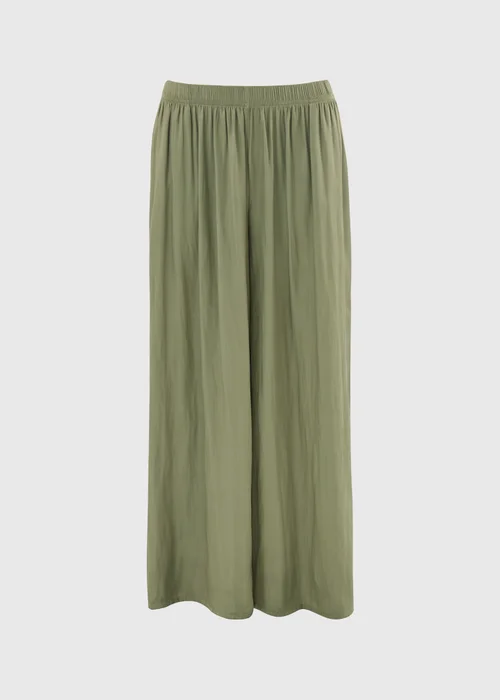Green Satin Wide Leg Co Ord Trousers - 22 S Image 4