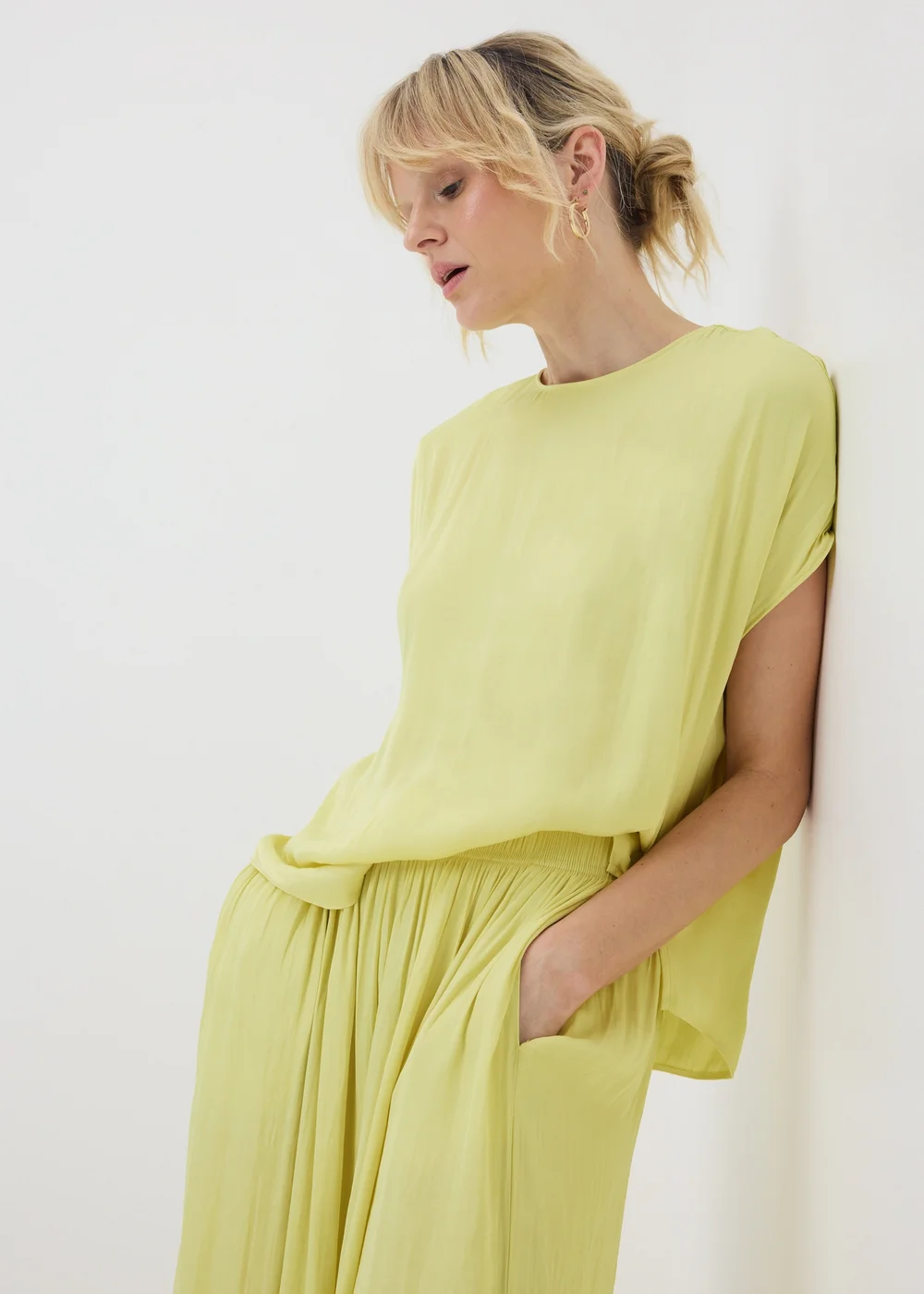 Lemon Washed Satin Co Ord Top - 8 Image 1
