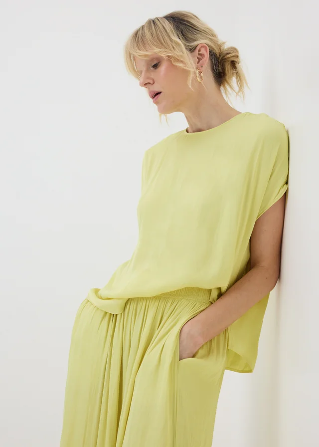 Lemon Washed Satin Co Ord Top