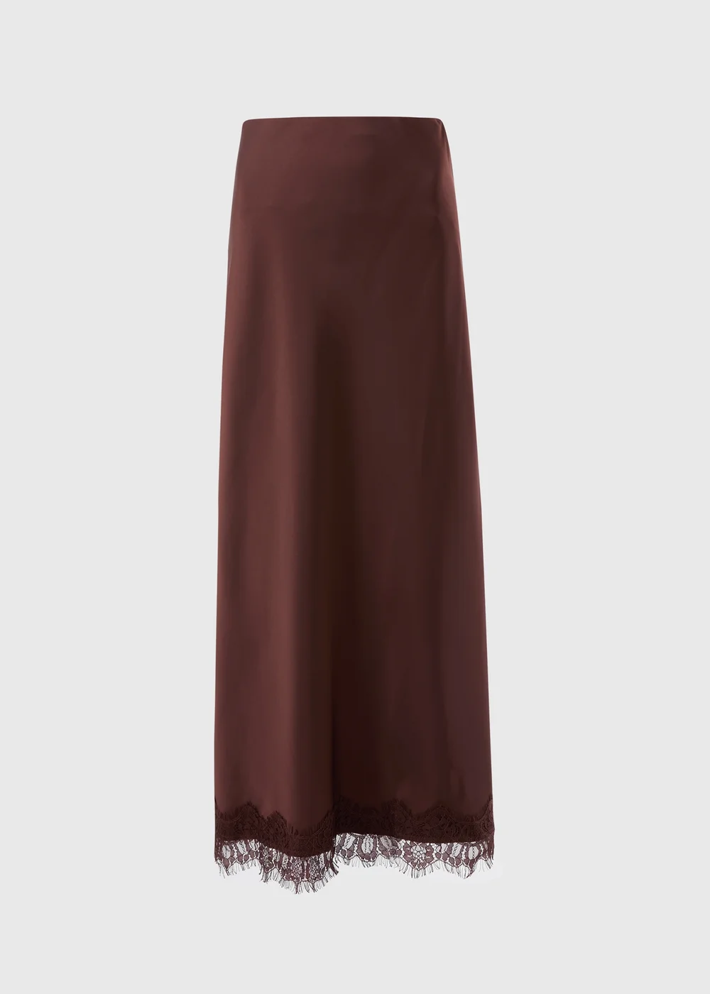 Chocolate Brown Satin Lace Trim Maxi Co Ord Skirt - 22 Image 4